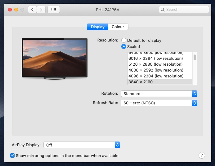 How to set a custom resolution under macOS if the desired one is not on the list