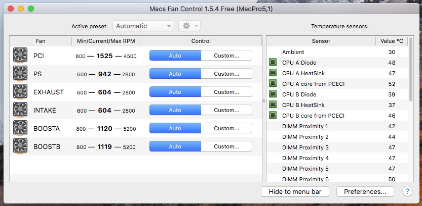 Setting proper speeds for Mac Pro PCI and PS fans (Mac Pro 4,1 or 5,1 only)