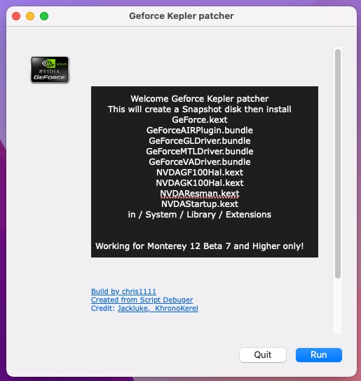 Installing GeForce Kepler patcher on macOS Monterey