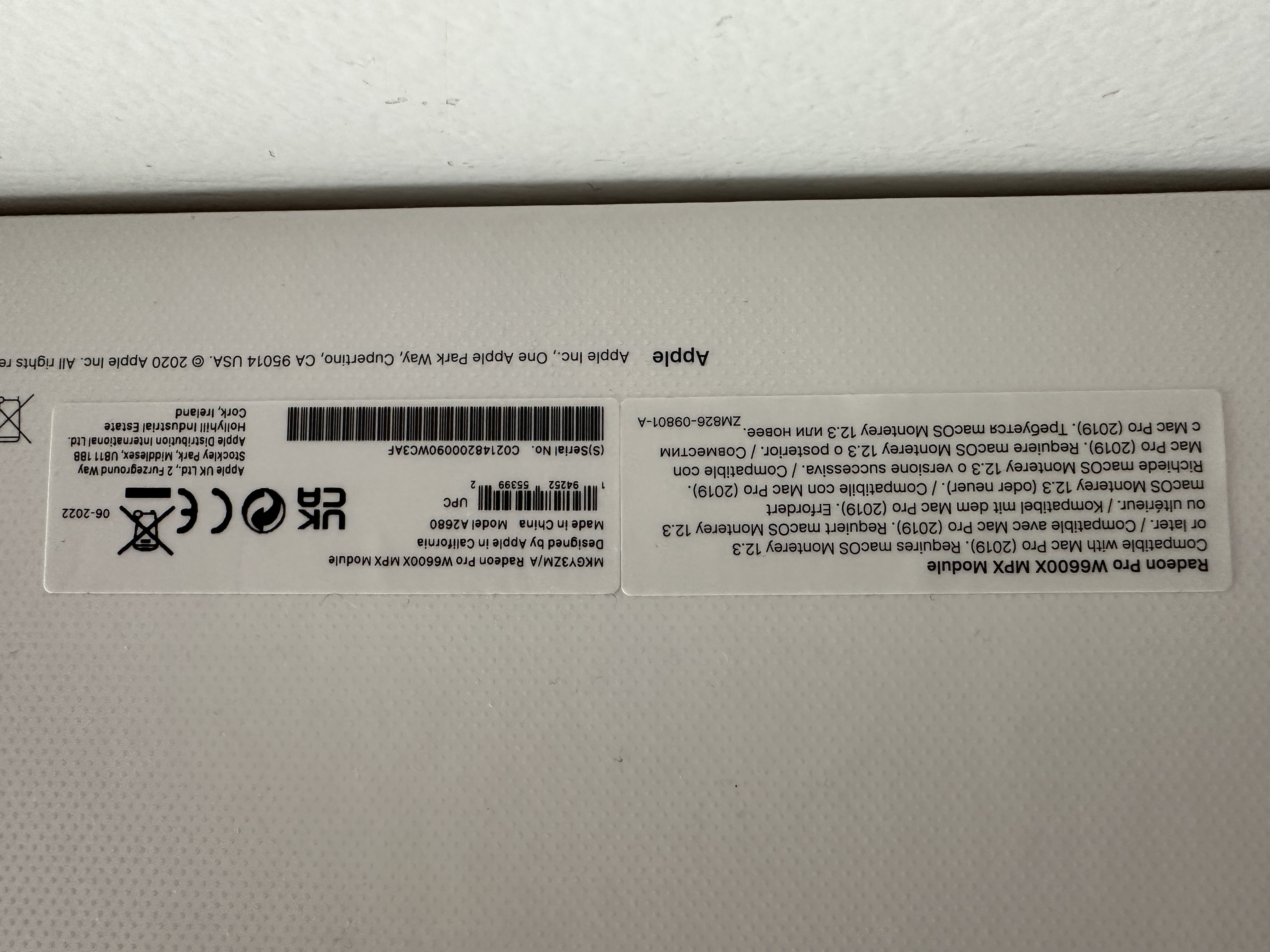 AMD Radeon Pro W6600X 8 GB GDDR6 (Apple MPX module) for Apple Mac Pro 7,1