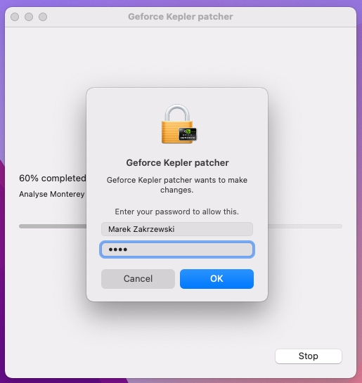 Installing GeForce Kepler patcher on macOS Monterey
