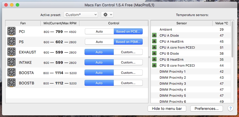 Setting proper speeds for Mac Pro PCI and PS fans (Mac Pro 4,1 or 5,1 only)